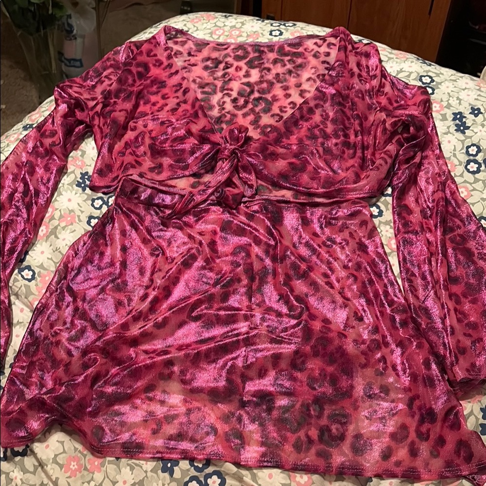 Stylish Pink Leopard Print Women's Top